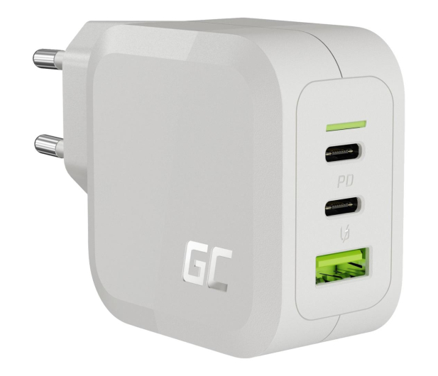 GREENCELL PowerGaN 65W PD 3.0 QC 3.0 2xUSB-C 1xUSB-A biała CHARGC08W - 1111155 - zdjęcie